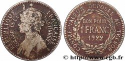 ÎLE DE LA MARTINIQUE Bon pour 1 Franc Colonie de la Martinique 1922 sans atelier