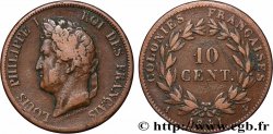 FRANZÖSISCHE KOLONIEN - Louis-Philippe, für Guadeloupe 10 Centimes 1841 Paris