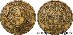 TUNISIA - French protectorate Bon pour 2 Francs sans le nom du Bey AH1340 1921 Paris