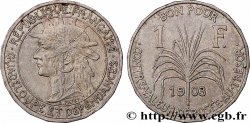 GUADALUPE Bon pour 1 Franc indien caraïbe / canne à sucre 1903 