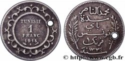 TUNESIEN - Französische Protektorate  1 Franc AH1334 (monnaie percée) 1915 Paris
