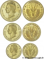 FRENCH WEST AFRICA Boîte d’essais de 5, 10 et 25 Francs 1956 Paris