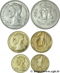 MADAGASCAR - Union française Boîte de 5, 10 et 20 francs ESSAI 1953 Paris FDC 