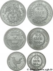 CAMBODGE Boîte d’essais de 10, 20 et 50 Cent. 1953 Paris FDC 