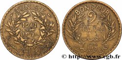 TUNISIA - French protectorate Bon pour 2 Francs sans le nom du Bey AH1360 1941 Paris
