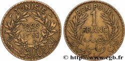 TUNESIEN - Französische Protektorate  Bon pour 1 Franc sans le nom du Bey AH1345 1926 Paris