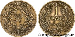 TUNESIEN - Französische Protektorate  Bon pour 1 Franc sans le nom du Bey AH1340 1921 Paris