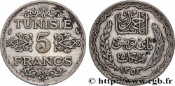 TUNISIE - PROTECTORAT FRANÇAIS 5 Francs AH 1353 1934 Paris