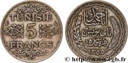 TUNISIA - French protectorate 5 Francs AH 1355 1936 Paris
