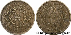 TUNISIA - French protectorate Bon pour 2 Francs sans le nom du Bey AH1360 1941 Paris