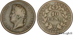 COLONIE FRANCESI - Luigi Filippo, per Guadalupa 10 centimes 1839 Paris 