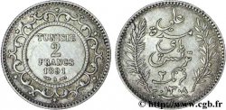 TUNESIEN - Französische Protektorate  2 Francs au nom du Bey Ali 1891 Paris - A