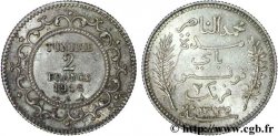 TUNISIA - French protectorate 2 Francs au nom du Bey Mohamed En-Naceur an 1335 1916 Paris - A