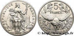 NUEVA CALEDONIA 5 Francs I.E.O.M. représentation allégorique de Minerve / Kagu, oiseau de Nouvelle-Calédonie 2003 Paris