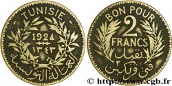 TUNISIA - French protectorate Bon pour 2 Francs sans le nom du Bey AH1343 1924 Paris