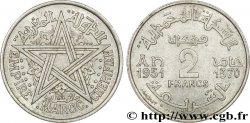 MAROC - PROTECTORAT FRANÇAIS 2 Francs Empire Chérifien - Maroc AH1370 1951 Paris SUP 