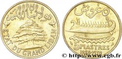 LIBAN - TROISIÈME RÉPUBLIQUE 5 Piastres État du Grand Liban Cèdre / trirème 1925 Paris SUP 