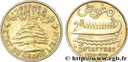 LIBAN - TROISIÈME RÉPUBLIQUE 5 Piastres État du Grand Liban Cèdre / trirème 1925 Paris SUP 