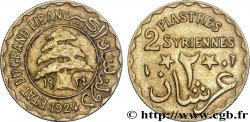 III REPUBLIC - LEBANON 2 Piastres État du Grand Liban Cèdre 1924 Paris AU 
