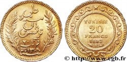 TUNISIA - FRENCH PROTECTORATE 20 Francs or Bey Ali AH 1309 1892 Paris