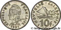 NEW CALEDONIA 10 Francs I.E.O.M. Marianne / paysage maritime néo-calédonien avec pirogue à voile  1991 Paris