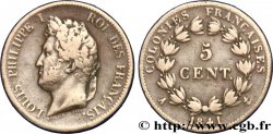 COLONIES FRANÇAISES - Louis-Philippe pour la Guadeloupe 5 Centimes Louis Philippe Ier 1841 Paris - A TB 