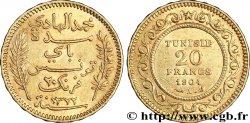 TUNISIA - FRENCH PROTECTORATE 20 Francs or Bey Mohamed El Hadi AH1322 1904 Paris