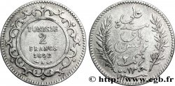 TUNISIE - PROTECTORAT FRANÇAIS 2 Francs AH1309 1892 Paris - A