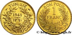 TUNISIE - PROTECTORAT FRANÇAIS Bon pour 1 Franc sans le nom du Bey AH1360 1941 Paris