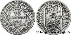 TUNISIE - PROTECTORAT FRANÇAIS 10 Francs au nom du Bey Ahmed datée 1353 1934 Paris