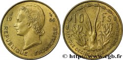 AFRICA FRANCESA DEL OESTE 10 Francs Marianne / antilope 1956 Paris