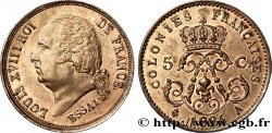 FRANZÖSISCHE KOLONIEN - Louis XVIII 5 Centimes ESSAI 1824 Paris