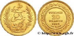 TUNEZ - Protectorado Frances 20 Francs or Bey Ali AH1309 1892 Paris