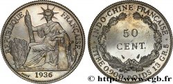 FRENCH INDOCHINA Pré-série 50 Centièmes en bronze de nickel, sans le mot ESSAI 1936 Paris