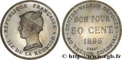 REUNION Essai de 50 Centimes frappe médaille 1896 Paris