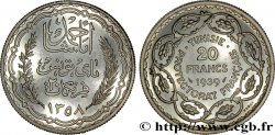 TUNISIA - French protectorate Essai 20 Francs argent au nom de Ahmed Bey AH 1358 1939 Paris