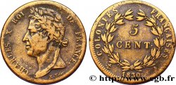COLONIES FRANÇAISES - Charles X, pour la Guyane 5 Centimes Charles X 1830 Paris - A