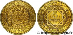 MOROCCO - FRENCH PROTECTORATE Essai de 5 Francs, en cuivre doré, poids léger, AH 1365 1946 Paris