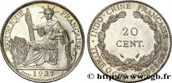 INDOCHINE FRANÇAISE 20 Centièmes 1937 Paris SUP 