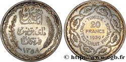 TUNISIA - French protectorate Essai 20 Francs argent au nom de Ahmed Bey AH 1358 1939 Paris