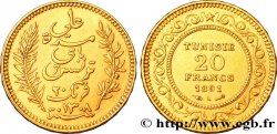 TUNEZ - Protectorado Frances 20 Francs or Bey Ali AH1308 1891 Paris