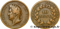 COLONIE FRANCESI - Luigi Filippo, per Guadalupa 10 Centimes Louis Philippe Ier 1839 Paris - A 