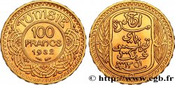 TUNISIE - PROTECTORAT FRANÇAIS 100 Francs or frappée au nom du Bey Ahmed 1932 Paris SUP 