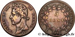COLONIES FRANÇAISES - Charles X, pour la Guyane et le Sénégal 5 Centimes Charles X 1825 Paris - A
