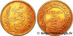 TUNEZ - Protectorado Frances 10 Francs or Bey Ali AH1308 1891 Paris