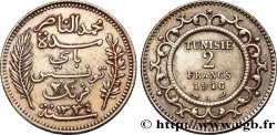 TUNISIA - Protettorato Francese 2 Francs au nom du Bey Mohamed En-Naceur an 1334 1916 Paris - A 