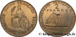 POLYNÉSIE FRANÇAISE - Océanie française Essai de 2 Francs avec listel en relief 1948 Paris SPL 
