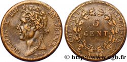 COLONIAS FRANCESAS - Charles X, para Guayana 5 Centimes Charles X 1828 Paris - A