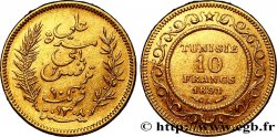 TUNISIA - Protettorato Francese 10 Francs or Bey Ali AH1308 1891 Paris 
