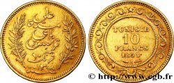 TUNISIA - Protettorato Francese 10 Francs or Bey Ali AH1308 1891 Paris 